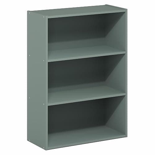 Furinno PASIR Book Shelf, 3-Tier Bookshelf, Storage Shelves Bookcase, 9.7 x 23.7 x 31.5, for Living Room, Bedroom, Home Office, Sage Green thumbnail 6