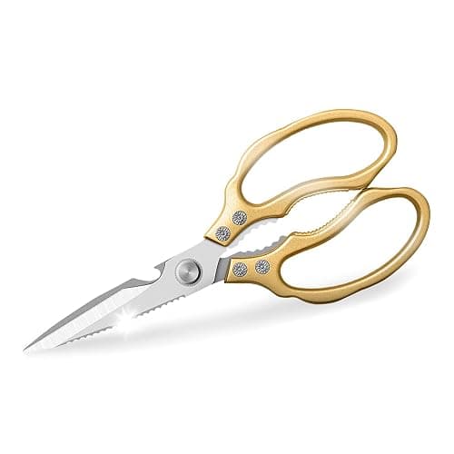 AWinjoy Kitchen Scissors, Heavy Duty Sharp Shears Dishwasher Safe, Kitchen Accessories Cooking Shears for Meat Chicken Fish Poultry Herb Bread (gold) - Image 1