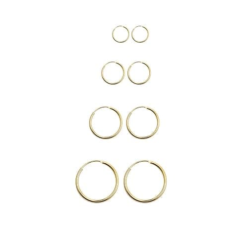 Bo Win 4 Paar 925er Sterling Silber Creolen für Damen Silber Gold - Image 1