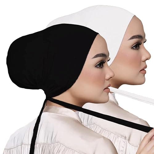 Hophor Women Under Scarf Hat Hijab Undercap Islamic Muslim Under Scarf Hijab Cap with Tie-Back Closure thumbnail 4