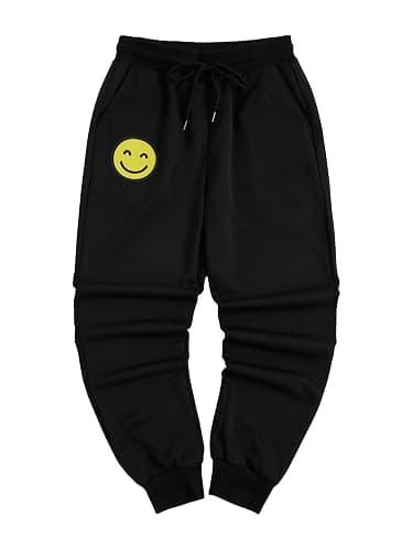 WDIRARA Men's Floral Letter Graphic Print Drawstring Waist Tie Front Sweatpants - Image 1