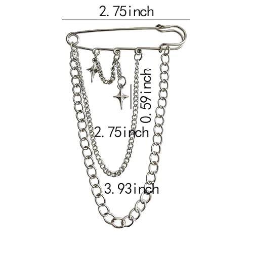 Safety Pin Brooch with Hanging Chains Charms Decorative Punk Goth Collar Brooches Pin for Sweater Dress Skirt Tie Pins Emo Pins thumbnail 2