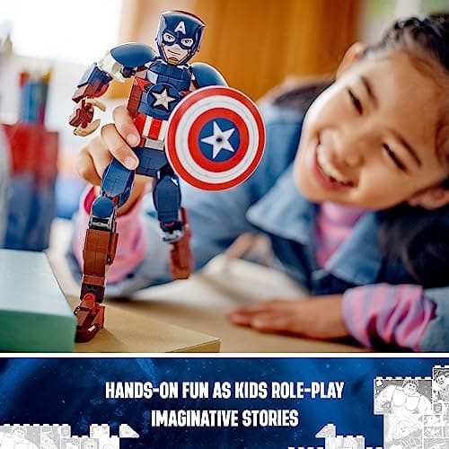 LEGO Marvel Captain America Construction Figure 76258 Buildable Marvel Action Figure, Posable Marvel Collectible with Attachable Shield for Play and Display, Avengers Toy for Boys and Girls Ages 8-12 thumbnail 5