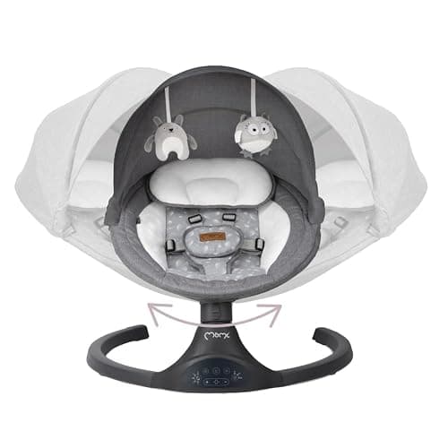 MoMi KENANI Transat balancelle jusqu’à 9 kg, pliable, télécommande et Bluetooth pour smartphone, alimentation piles et secteur, harnais de sécurité 5 points, pare-soleil, moustiquaire thumbnail 27