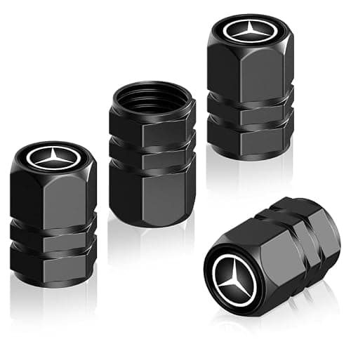Car Keychain with Mercedes Benz CESM CLK GLK GL AB GLS GLE AMG Series 4PCS Tire Valve Caps, Key Ring and Valve Stem Caps for Auto, Black thumbnail 6