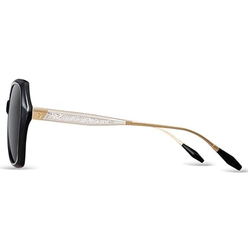 MOLSTA Trendy Oversized Polarized Sunglasses for Women Large Black Driving Sun Glasses Crastal Elements Designer Shades thumbnail 3