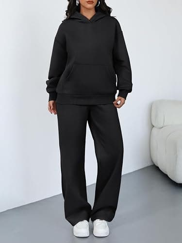 Trendy Queen 2 Piece Lounge Sweat Sets Plus Size Fall Fashion Matching Sweatsuits Wide Leg Pants Travel Outfit Winter Clothes thumbnail 2