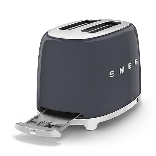 Smeg 50's Retro Style 2-Slice Toaster, 6 Browning Levels, Toast 1 Side, Reheat or Defrost, Removable Stainless Steel Crumb Tray, Slate Grey, TSF01GRUS thumbnail 4