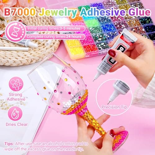 46000Pcs 42 Colors Jelly Rhinestones for Bedazzling, Resin Multicolor 3mm Flatback Gems for Crafting, Bedazzler Kit with 3Pcs 15ml B7000 Jewelry Glue for Crafts Clothes Book Shoes Nail Diamond Art thumbnail 4