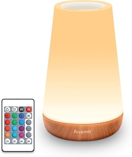 Auxmir Lampe de Chevet, Veilleuse d'allaitement Nuit, Veilleuse Bébé Tactile avec 13 Couleurs RGB, 2500mAh Rechargeable USB, Lampe de Chevet sans Fil Télécommande pour Chambre Eanfant Salon Camping - Image 1