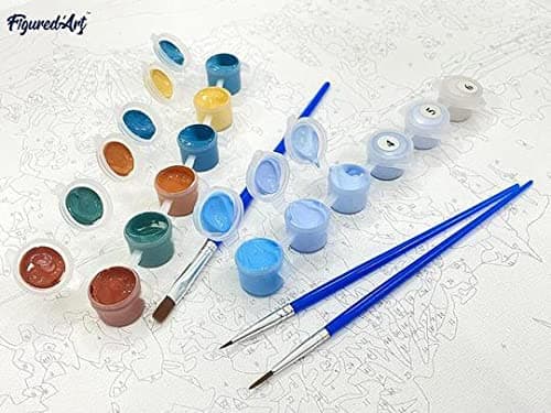 Figured'Art Paint by Numbers for Adults Lake and Mountain Reflection 16"x20" - Craft Art Painting DIY Kit Rolled Canvas Without Frame thumbnail 9
