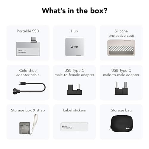 Lexar 2TB Professional Go Portable SSD w/Hub, Supports Apple 4K 60fps ProRes, Up to 1050MB/s, USB 3.2 Gen 2, Rugged, IP65, Ultracompact, Compatible w/iPhone 15/16, External SSD (LSL400S002T-RNSNU) thumbnail 9