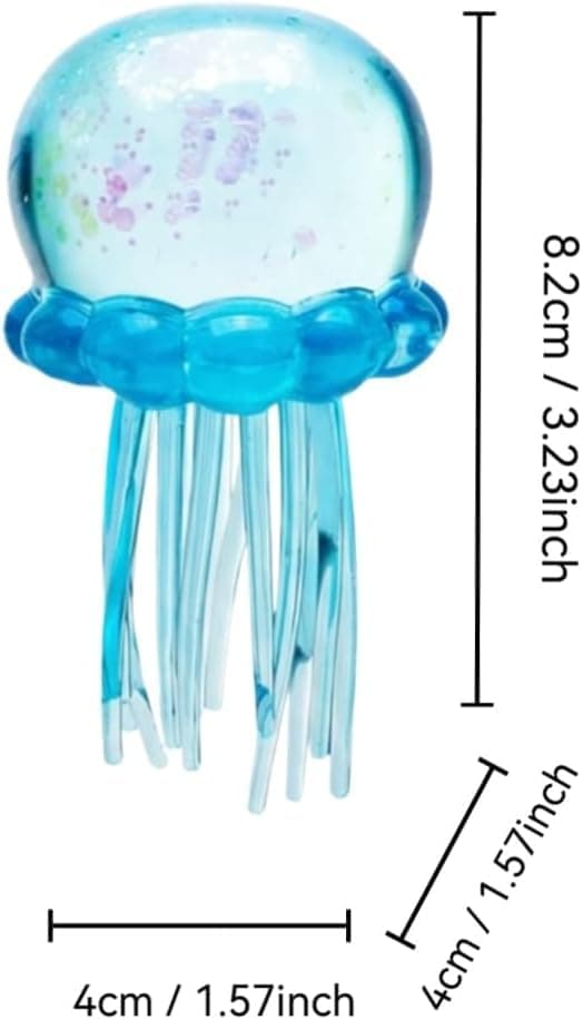 Jellyfish Squishy, Jellyfish Design Squeeze Stress Ball,Fidget Stress Ball, Ice Squeeze Cube-Drop Malt Sugar Balls Sensory for Anxiety Stress Easter Party Favors (Blue) thumbnail 2