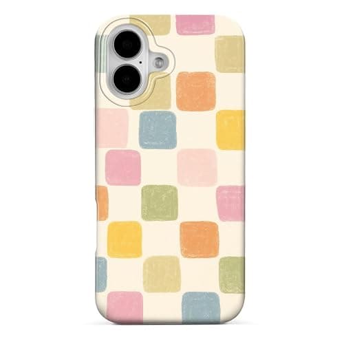 GEQCDBN Compatible with iPhone 17 Case, Trendy Cute Colorful Checkered Girly Soft Slim TPU Shockproof Aesthetic Protective Phone Case Cover for Women Girls 6.1" - Image 1