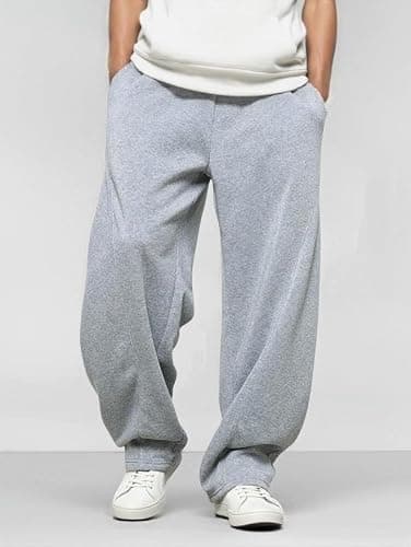 LuminBlaze Men’s Baggy Sweatpants with Elastic Drawstring Waist, Breathable Wide-Leg Casual Loose Cotton Joggers Deep Pockets thumbnail 3