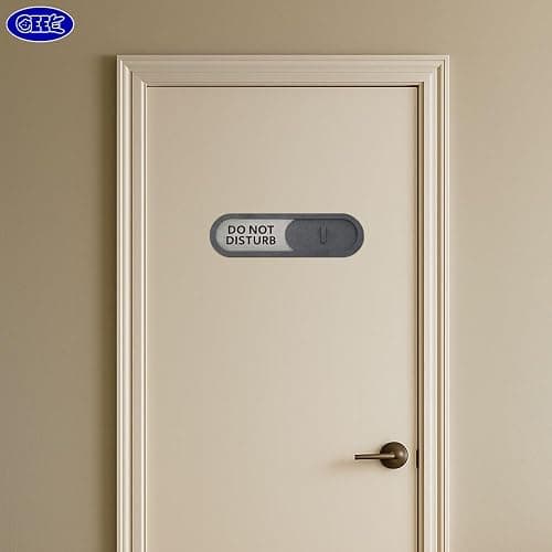 GEEKBEAR Do Not Disturb Welcome Slider Door Sign for Home Office - Premium MDF, 7.5 x 2.2 in (Brown) thumbnail 7