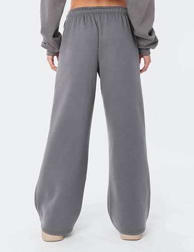 HeSaYep Women's Fleece Lined Sweatpants Wide Leg Thermal Winter Warm Baggy Sweat Pants with Pockets thumbnail 2