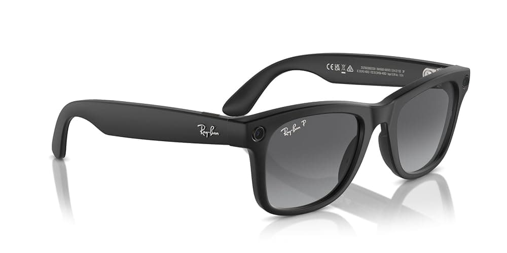 Ray-Ban Meta (Gen 1), Wayfarer, Large Matte Black | Smart AI Glasses for Men, Women - 12 MP Camera, Open-Ear Speakers, Video, Bluetooth — Polarized Gradient Graphite Lenses - Wearable Technology thumbnail 7