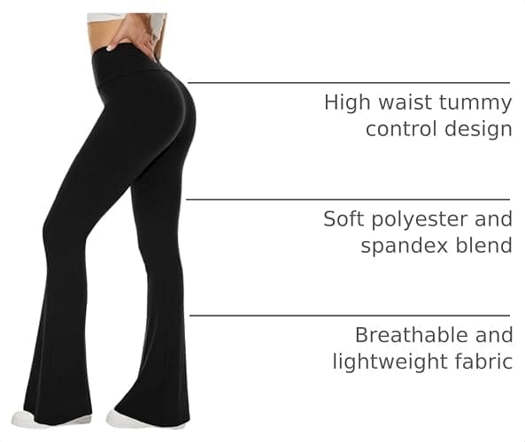 Sundwudu Black Flare Yoga Pants for Women-High Waist Flare Leggings Workout | soft thumbnail 4