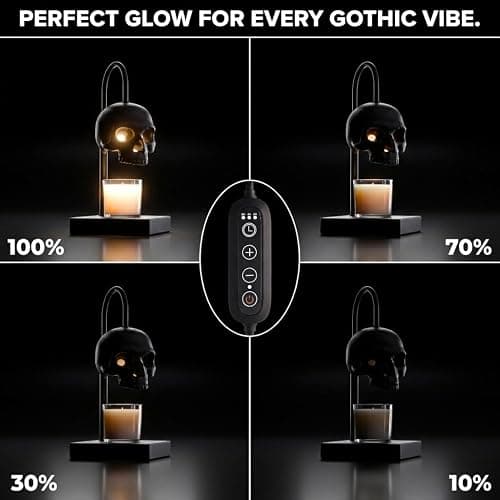 Skull Candle Warmer Lamp with Timer and Dimmer *Candles NOT Included – Black Gothic Candle Lamp Warmer w/Adjustable Height, 2 Light Bulbs – Skull Decor, Goth Gothic Decor Spooky Home & Witchy Gifts thumbnail 4