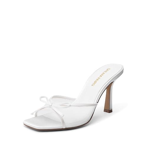 DREAM PAIRS Women's Square Open Toe Heels With Bow Vintage Slip on Stiletto High Backless Dressy Sandals for Daily Party - Image 1