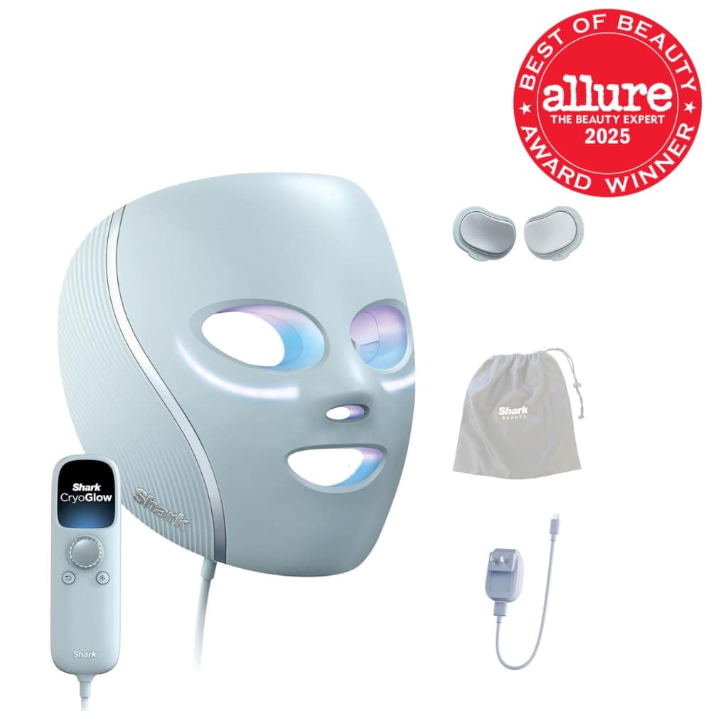 Shark CryoGlow LED Face Mask with Under-Eye Cooling, Anti-Ageing & Blemish Repair, Red & Blue LED, Infrared Light Therapy, USB-C, Remote Control - Image 1