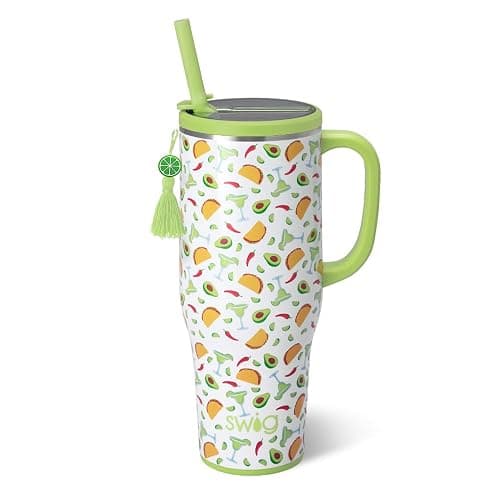 Swig Life 40oz Leak Proof Mega Mug, 40oz Leak Proof Tumbler with Handle and Straw, Extra Large Insulated Tumblers, Cup Holder Friendly Travel Mug, Reusable Leakproof Water Bottle (Taco Night) - Image 1