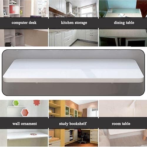 CYGJSYEA Wall Mounted Folding Table,White Floating Desk for Small Spaces,Stainless Steel Bracket Laundry Folding Table,Wall Folding Desk,Home Bars and Dining Establishments70x40cm /27.5" x 15.7" thumbnail 6
