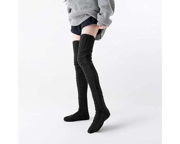 Pcavin Women's Thigh High Socks Over the Knee Cable Knit Boot Socks, Long Warm Fashion Leg Warmers Winter thumbnail 7