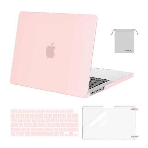 MOSISO Compatible with MacBook Pro 14 inch Case 2025 2024 2023 2022 2021 M4 M3 M2 M1 A3112 A3185 A3401 A2918 A2992 A2779 A2442, Plastic Hard Shell&Keyboard Cover&Screen Film&Pouch, Chalk Pink - Image 1