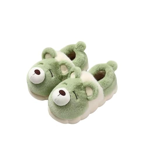 LMENGC plush bear slippers, memory foam sole, anti-skid, heat insulation, quilted design, neutral adult home indoor shoes thumbnail 9