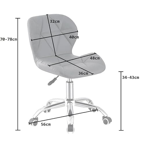 LSBIKE Desk Chair Adjustable Height Swivel Vanity Chair PU Leather Home Office chair for Bedroom Studying Computer Chair with Chrome Legs Rolling Wheels (Cream) - Cream thumbnail 3