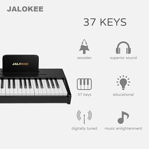 JALOKEE Kids Piano Keyboard, Digital Piano for Kids, Music Educational Instrument Toy, Wood Toy for 3+ Girls and Boys (Black, 37 Keys) thumbnail 3