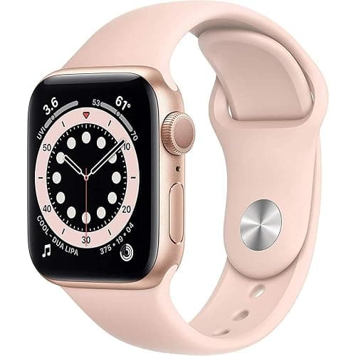 Apple Watch Series 6 (GPS + Cellular, 44mm) - Gold Aluminum Case with Pink Sport Band (Renewed) - Image 1