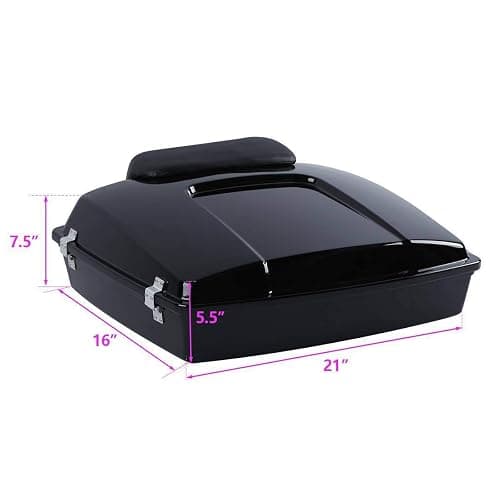 TCT-MOTORPARTS Razor Trunk &Backrest Pad & 2-Up Chrome Luggage Rack Fit for Harley 1997-2008 Touring Road King FLHR Street Glide FLHT FLHX FLTR Vivid Black thumbnail 2
