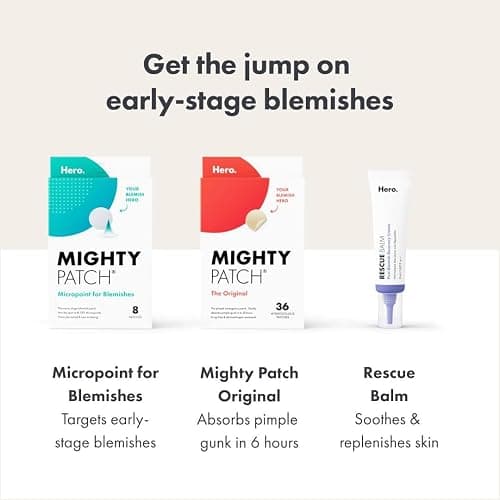 Mighty Patch Micropoint Large Hydrocolloid Pimple Patches for Face Blemishes from Hero Cosmetics, Acne Stickers for Early Stage Zits & Hidden Pimples, 395 Proprietary Micropoints, 8 Count thumbnail 9