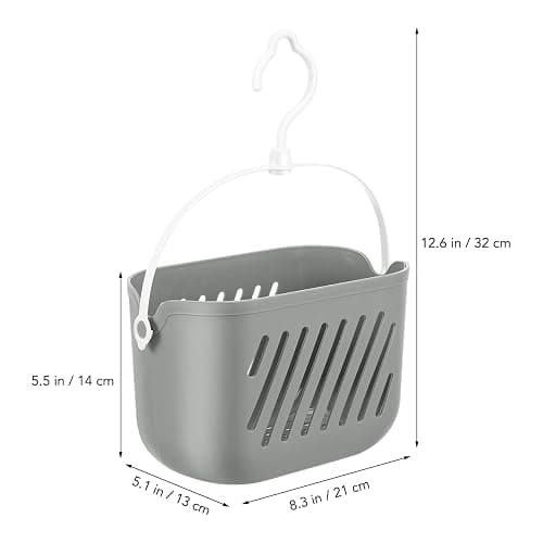 Angoily Hanging Shower Caddy Plastic Hanging Shower Caddy Basket Portable Kitchen Organizer Storage Basket with Hook for Home Grey thumbnail 3
