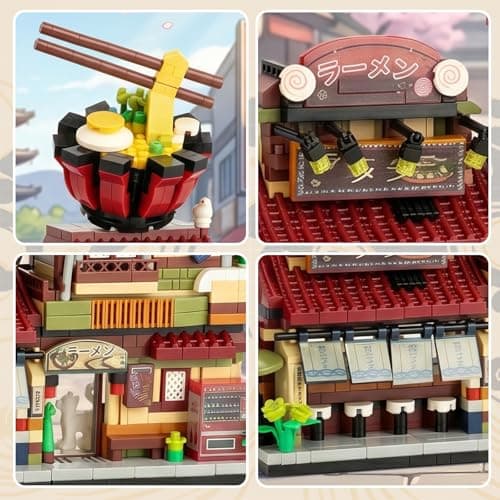 QCQBL Japanese Ramen Shop Mini Building Blocks Set | 1102 PCS Realistic Street View Architecture Model Kit | Collectible Construction Toy | Aesthetic Desk Decor Gift for Teens & Adults thumbnail 4