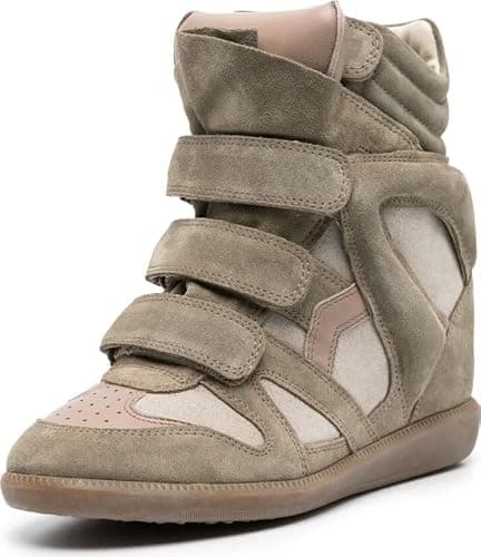 WJZDSJCO Wedge Sneakers for Women Heels Suede Hook and Loop High Heel Platform Tennis Round Toe Triple Strappy Band Casual Vintage Fashion Dressy Comfy Campus Trendy Retro thumbnail 2