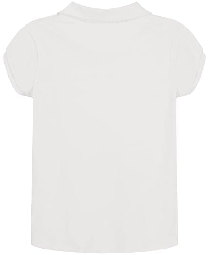 Nautica Girls' School Uniform Short Sleeve Polo Shirt, Button Closure, Soft Pique Fabric - 16-18 Plus - White thumbnail 2