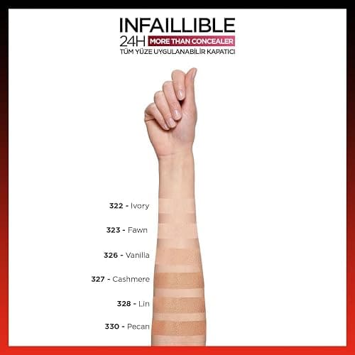 L'Oréal Paris Concealer zum Abdecken und Auffrischen, Für ein deckendes Finish und bis zu 16H Halt, Infaillible More Than Concealer, Farbe:- 322 Ivory, 11 ml (Packung mit 2) thumbnail 7