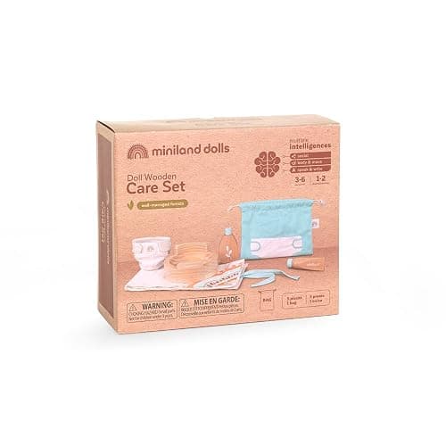 Miniland Doll - Wooden Care Set accessory for Dolls play, made with ECO materials for children Imaginative devolpment thumbnail 9