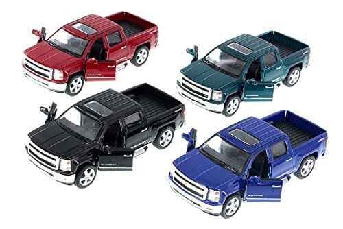 KiNSMART 2014 Chevrolet Silverado LTZ Crew Cab 4x4 1:46 Scale 5" Die Cast Metal Model Pick-up Truck Toy (4Set) - Image 1
