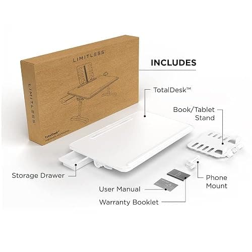Limitless TotalDesk Portable Workstation and Lap Desk with Adjustable Height & Tilt (White) thumbnail 5