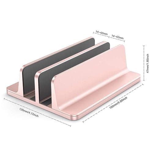 BECEMURU Adjustable Aluminum Laptop Stand, Rose Gold, Fits 14mm to 42mm Laptop Thickness, Protective Non-slip Mat thumbnail 2