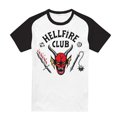 Stranger Things Unisex Stranger Things Hellfire Club Raglan Unisex T Shirt, Black T-Shirt (Pack of 1) - Image 1
