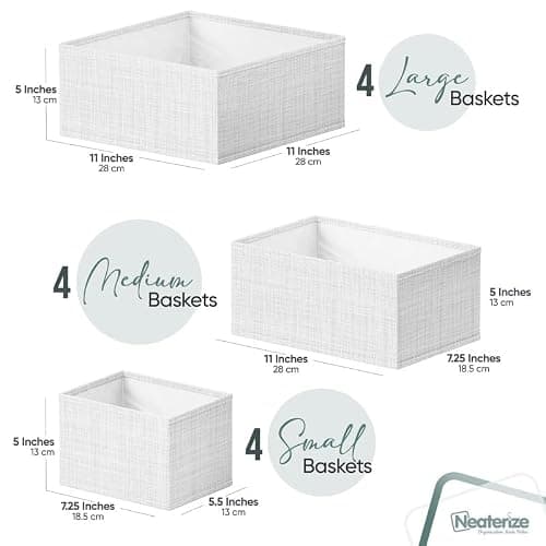 Drawer Organizer Clothes Set of 12 White-Grey - Dresser Organizer For Nursery, Bedroom, Closet - Perfect Baby Clothes Organizer and Storage & General Nursery Organization or Dresser Drawer Organizers thumbnail 3