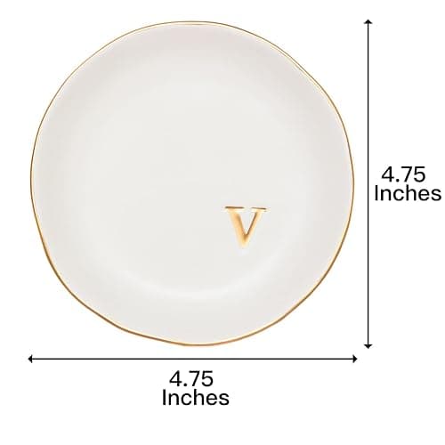 COLLECTIVE HOME - Ceramic Jewelry Tray, Decorative Trinket Dish for Rings Earrings Necklaces Bracelet Watch Keys, Birthday Mother's Day Christmas Gift for Women, 4.75", White Surface (V) thumbnail 3