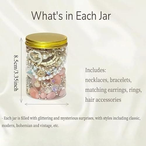 Mystery Jewelry Jar 30Pcs, Valentine's Gift Box – Necklace, Earrings, Ring, Bracelet Set for Her thumbnail 7