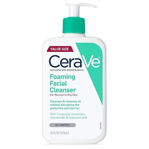 CeraVe Foaming Facial Cleanser, Daily Face Wash for Oily Skin with Hyaluronic Acid, Ceramides, and Niacinamide, Fragrance Free, 16 Fluid Ounce - 16 Fl Oz (Pack of 1)